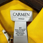 Carmen Marc Valvo Top Womens 3X Yellow 1/2 Zipper Accent Flowy Feminine Boho Photo 1