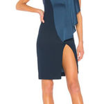 AQ/AQ Women's Blue Charcoal Draped Ruffled Front Slit Hestia Mini Dress Size 6 Photo 0