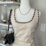 Charter Club  Embellished Cream Tank Top Size L Photo 0