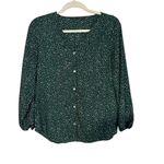 West Kei Women's Green Polka Dot Button Up Long Sleeve Blouse Top Size S Photo 3