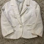 Beth Bowles White/ Ivory Floral Textured Button Blazer Size 8 White Photo 5
