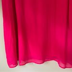 Pink Knee Length Dress XL Neon Fuschia Chiffon Scoop Neck Photo 6