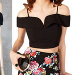 B Darlin B.DARLIN Black Off The Shoulder Crop Top NEW Size 11/12 Photo 0