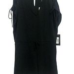 Olivia Grey Daily Look Crepe Romper Size Medium Ruched Sleeve Tie Waist Black Photo 0