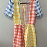 Farm Rio (by Anthropologie) Gingham Colorblock Contrast Romper, Size S Photo 6