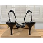 Larroude Hibiscus Slingback Sandal Heels Black Leather Floral Sz 10 Lightly Worn Photo 9