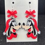 Goofy Christmas Earrings with Red Bows Photo 2