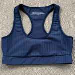 Beyond Yoga Like New  Work It Over Long Line Sports Bra Navy Stripe XL Retail $70 Photo 6