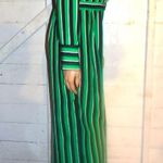 Hello Miss Green Black Striped Jumpsuit M Photo 5