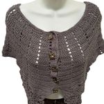 Hand Made Gray Crochet Sweater Vest Unique Buttons Sz S Photo 2