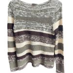 Venus  Open Knit Striped Beach Pullover Sweater Green, Cream, Brown, White XSmall Photo 5