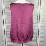Loft Ruffle Front Silky Tank Top Banded Bottom Berry-XL Photo 1