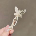 Set Of 2 Butterfly‎ Alloy Rhinestone Imitation Pearl Fashion Hair Clips Gold Photo 5