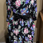 Floral Long Sleeve Dress with Bow Black Size 4 Photo 0