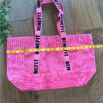 Benefit NEW Pink Corduroy Tote open top beach bag Photo 4