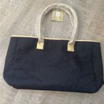 Black & Gold Tote Bag Purse Chevron Print Modern Shoulder Bag Gift Travel Beach Photo 3