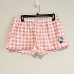 Hello Kitty  Sanrio Plaid Gingham Boxer Pajama Shorts Pink‎ White Size Large Photo 1