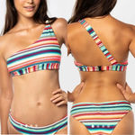 Blackbough NWT  Multicolor Stripes Bikini One Shoulder Top & Bottom Size S Photo 1