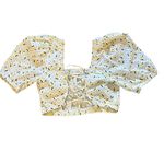 ZARA  Crop Top Floral Print Balloon Sleeve White Yellow Womens Size Small Photo 8