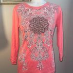 Orange Pink Graphic 3/4 Sleeve Y2K shirt Blue Canyon sz small Reba Photo 0