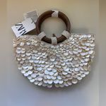 ZARA Faux Mother of Pearl Shell Appliqué Bag Purse Crossbody Bohemian Wedding Photo 3