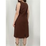 vintage boho minimalist earth tone brown linen blend shift dress sleeveless 14 Size L Photo 3