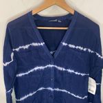 Athleta  silk blend tie dye navy and white stripe kaftan shirt coverup size XS Photo 3