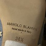 Manolo Blahnik  Women's White Campari Embroidered Chambray Mary Jane size 38.5 Photo 7