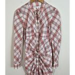Veronica Beard  Della Plaid Ruched Dress‎ White Pink Tie Front Shirt Dress Size 4 Photo 11