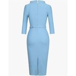 NEW MUXXN 1950s Vintage 3/4 Sleeve Elegant Collar Dress M NO BELT Blue Size M Photo 3