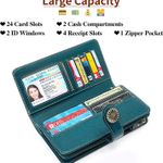 Wallets for Women Genuine Leather Credit Card Holder with RFID Blocking Large Capacity Wristlet Photo 3