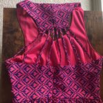 Buttons Tribal print dress, hot pink & navy, fit & flare Photo 7
