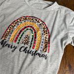 None Gray Merry Christmas T-Shirt with Rainbow Design L Photo 0