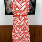 Darling Vintage 1960s/70s Flutterby Polyester Dress! Orange Size 16 Photo 0