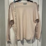 Liv Milano Size M Pale Pink Boat Neck Ribbon Beaded Embellished Sleeve Knit Top Size M Photo 9