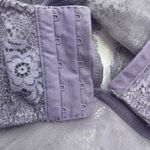 Victoria's Secret Bra Unlined Plunge Light Purple Floral Lace High Neck 32DD Photo 4