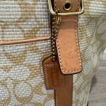 Coach RARE Vintage Woven Bucket Nuetral Vachetta Leather Monogram HandBag Purse Photo 9