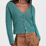 Vince Marled Crochet Knit Cardigan Teal Cotton Chic TV Chicago Fire Size M Photo 0