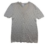 Crochet Knit Short Sleeve Cardigan – Women's M Cream V Photo 0