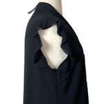 New York & Company Top Tie Neck Ruffle Cap Sleeves Green New Women’s Size XXL Black Photo 7