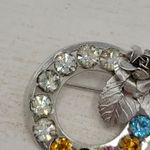 Sterling Silver Multi Color Rhinestone Wreath Brooch Pin Set Mother’s Day Gift‎ Photo 6