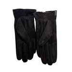 Vintage 90s Pierre Balmain Black Suede Ostrich Leather Bow Gloves Photo 4