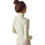 Free People Lime Yellow You And I Long Sleeve Semi-Sheer Turtleneck Burnout Top Photo 1