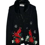 Heirloom Collectibles Zip Up Faux Fur Detachable Collar Cardinals Sweater Size L Black Size L Photo 0