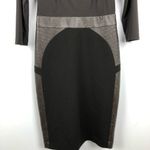 Rickie Freeman Teri Jon Sheath Dress Faux Leather Brown Size 4 Photo 4