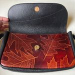 Vintage Maple Leaf Embossed Leather Crossbody Bag Black Brown Two Photo 5