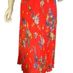 Vince Camuto RED & BLUE FLORAL PRINT ACCORDION PLEAT MIDI SKIRT (L) Photo 0