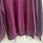 Plum Purple Sweater with Pleated Bishop Sleeves Ruffle Mock Neck Size Medium Purple Photo 4