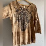 TEES 2 PLEASE AVENUE Womens Top Brown Ribbed Knit Studs 3/4 SIv Pullover… Size undefined Photo 1