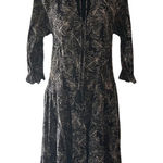 easel  Maxi Dress Small Tiered Oversized Black/beige Crinkle Photo 0